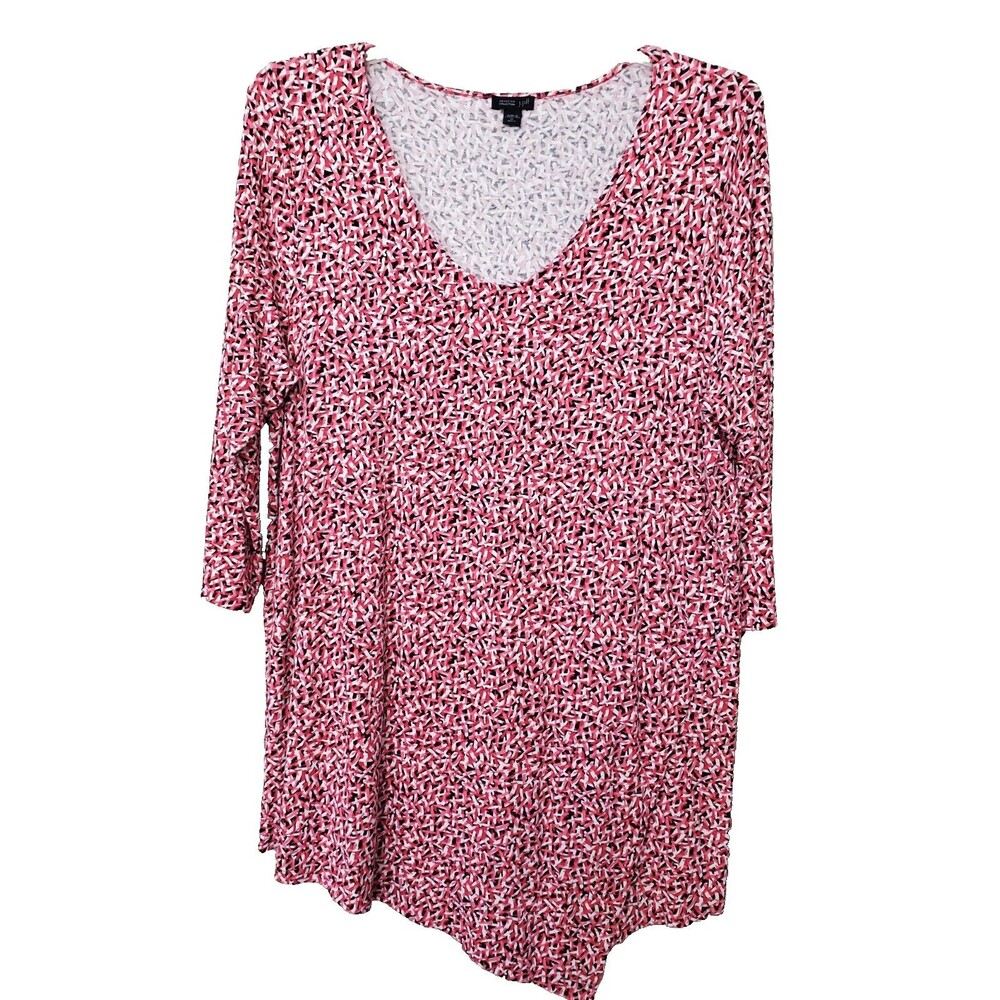 J. JILL WEAREVER COLLECTION Abstract Print Jersey Knit Angled Hem Tunic Size XL